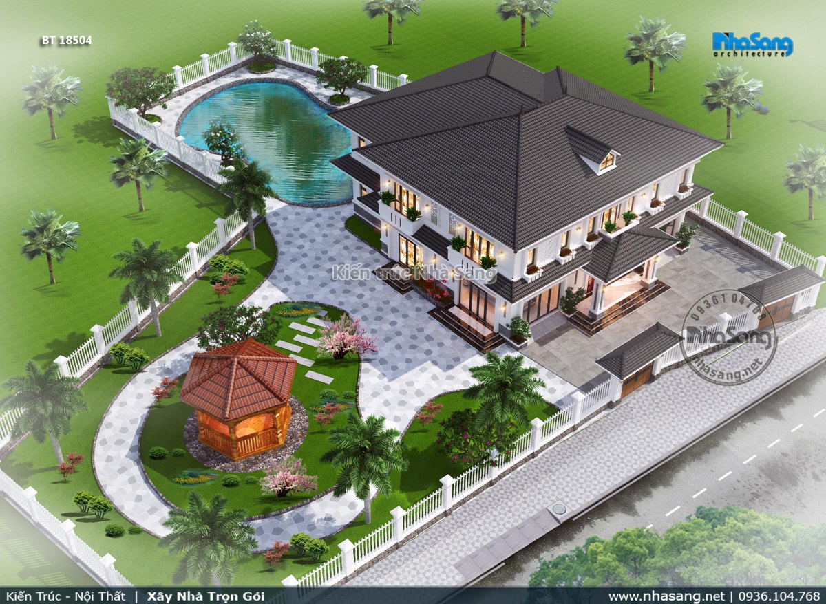 Mẫu thiết kế biệt thự sân vườn đẹp tại Vĩnh Phúc KT20126