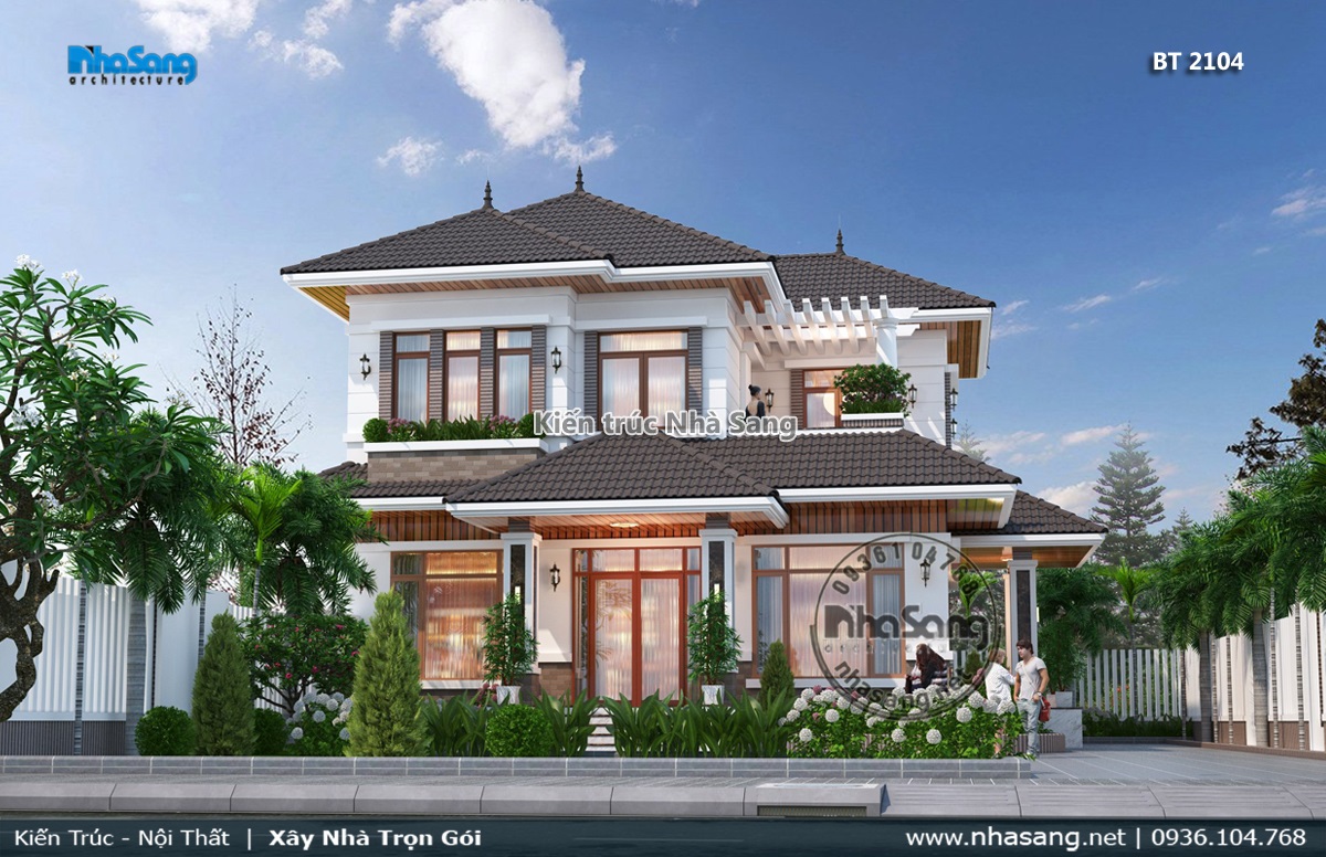 Mẫu thiết kế biệt thự 2 tầng mái Thái kiến trúc hiện đại - ACHI 23251
