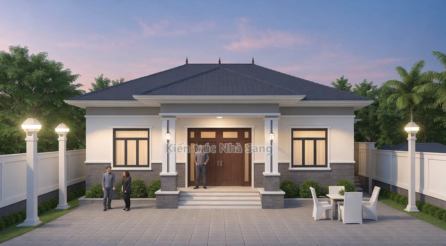 nhà 1 tầng mái nhật 100m2